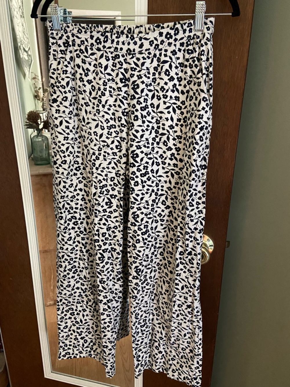 Compania Fantastica Black and White Floral Wide Leg Pants